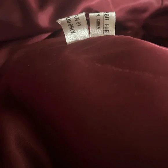 Women's Rabbit Fur Jacket - Burgundy - Picture 6 of 8